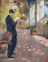 Reading by Vincenzo Irolli, Signature bottom right., offered Feb 2024