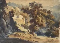 Giacinto Gigante, Landscape, 1852, Signature and date lower left.