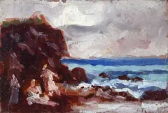 Cliff in Antignano by Ulvi Liegi, 1929, On the reverse: signature, offered Feb 2024