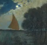 Francesco Fanelli, Night with sail, Signature top right.