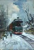 Giuseppe Solenghi, Train, Sign at the bottom to the left.
