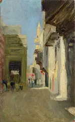 Fausto Zonaro, Arab glimpse, Sign at the bottom to the left.