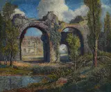 Angelo Barabino, Landscape with ruins, Signature bottom right. On the reverse: Manzoni label