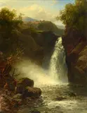 James Burrell Smith, Waterfall, 1877, Sign at the bottom to the left.