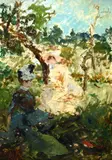 Salvador Sánchez Barbudo, Woman and little girl in the garden