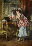 Eduardo León Garrido, Woman in the mirror, Sign at the bottom to the left. On the reverse: label Hotel Druot Salle n.