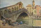 Ladislaus Eugene Petrovits, View of the Rialto Bridge, 1901, Signature and date lower left.