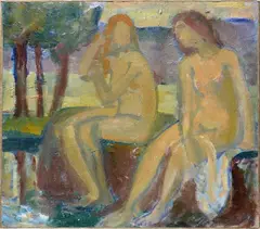 Ludolf Verworner, Nudes of seated women, On the reverse: author's stamp with n.