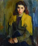 Rubens Capaldo, Female portrait, Sign at the bottom to the left.