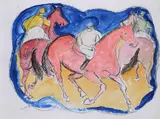 Giuseppe Cesetti, Horses, Sign at the bottom to the left. On the reverse: label and stamps Galleria Alla Chiave