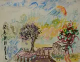 Antonietta Raphaël Mafai, Landscape, 1960, Signature on the left side. Certificate of authenticity and provenance Galleria Fidia