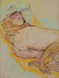 Fausto Pirandello, Nude with mask, Sign at the bottom to the left. The work is registered in the Archives of the Fausto Pirandello Foundation
