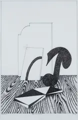 Indoor objects by Lucio Del Pezzo, 1976, Signature bottom right; title bottom center; date bottom left., offered Dec 2023