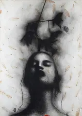 New cards by Omar Galliani, On the reverse: signature and title., offered Dec 2023