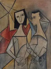 Figures by Cundo Bermúdez, Oil painting on canvas, offered Dec 2023