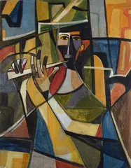 Flutist by Cundo Bermúdez, Oil painting on canvas, offered Dec 2023