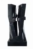 Giò Pomodoro, Studio per Contatti antagonisti, 1973, Scultura in marmo nero di Marquinia