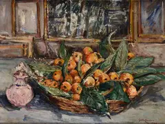 Still life with fruit basket by Guido Casciaro, 1943, Signature and date lower right., offered Dec 2023