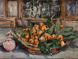 Guido Casciaro, Still life with fruit basket, 1943, Signature and date lower right.