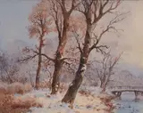 Luigi Rossi, Snowy landscape, Signature bottom right.