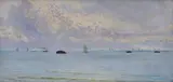 Agustín Salinas Teruel, Marina with boats, 1914, Signature and date lower left.
