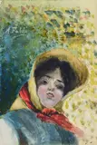 Arturo Faldi, Woman with hat, Signature top right.