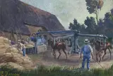 Egisto Ferroni, Rural scene, Sign at the bottom to the left.