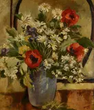 Nadia Benois, Still life with Poppies and Marguerites