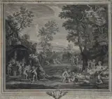 Étienne Baudet, Gli amori fabbricano le armi sotto la guida di Venere (da Francesco Albani), Incisione al bulino