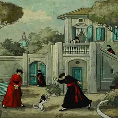 Nino Caffè, Architettura con pretini, sul verso: timbro Archivio Nino Caffè a cura di Giorgio Borghi. Autentica dell'autore on foto