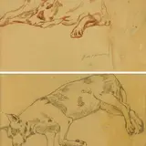Studio di cane (fronte e retro) by Giorgio de Chirico, L'opera è registrata presso l'Archivio della Fondazione Giorgio e Isa De Chirico con n., offered Oct 2023