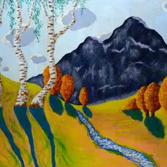 Teodoro Wolf Ferrari, Paesaggio con betulle, 1908