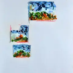 Without title by Mario Schifano, Watercolors and collage on paper, offered Jul 2023