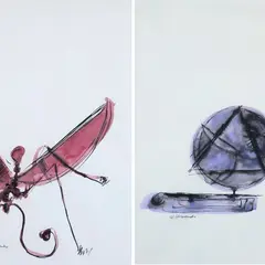 Without title by Quinto Ghermandi, Pair of signed works., offered Jul 2023