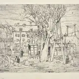 Remo Brindisi, Wagon and peasants, Sign at the bottom to the left. On the reverse: printed label "Engraving purchased from the Ist. Stat. d'Arte