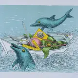 Aldo Turchiaro, The route of the dolphins, Sign lower right; edition bottom left.