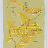 Victor Brauner, Traces interstices, Title lower center. Work from XXe Siecle. Printed by Mourlot