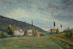The October evening in Tuscany by Aldo Augusto Baccinetti, 1940, offered Jul 2023