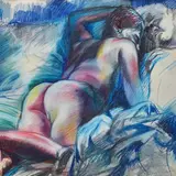 Dante Ricci, Reclining nude, Signature lower right. On the reverse: Galleria La Barcaccia stamp