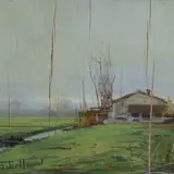 Francesco Gibelli, Cottage, Sign at the bottom to the left.