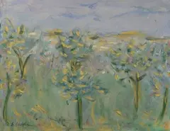 Trees by Elisabeth Chaplin, Sign at the bottom to the left., offered Jul 2023