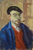 Alberto Caligiani, Portrait with pipe