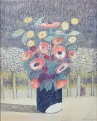 Flowers by Marcello Boccacci, Signature lower right. On the reverse: Galleria Cavour stamp, offered Jul 2023