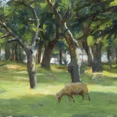 Landscape with sheep by Giuseppe Magni, Sign at the bottom to the left., offered Jul 2023