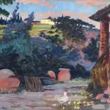 Ferdinando Paolieri, In the pine forest, 1925, Sign at the bottom to the left. On the reverse: signature