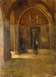 Alphons Hollaender, Church interior with mother and child