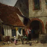 Edmond Ernest Paulin Hébert, Peasant woman and donkey