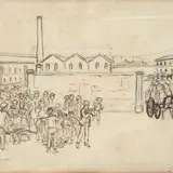 Eugenio Cecconi, The workshop, Sign at the bottom to the left; title lower right.