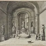 Giovanni Francesco Venturini, Fontana di Bacco in una stanza contigua al Fontanone nel piano delle fontanelle, Tavola tratta da Giovanni Battista Falda - Francesco Venturini