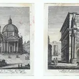 Giuseppe Vasi, Coppia di acqueforti, tratte dalle "Magnificenze di Roma antica e moderna [...] che contiene le piazze principali di Roma con